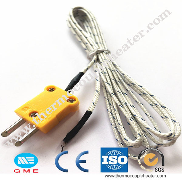 Mineral Insulated Cable Simple Point Probe K Type Thermocouple With Plug