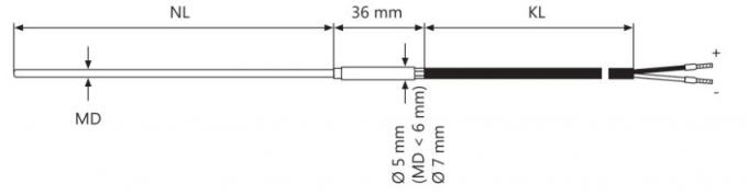 K scrive il RTD a macchina della termocoppia con i cavi ss di transizione e della vetroresina del metallo intrecciati