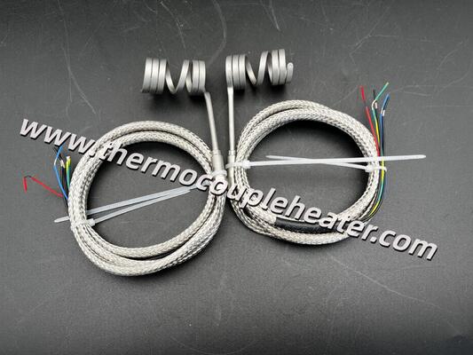 90° Exit Coil Heater 230V With 1m Steel-Braided Mesh Cable And Built-in Thermocouple