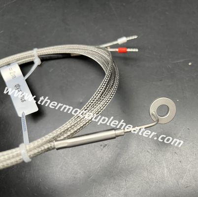 Custom Right-Angle Armored Thermocouple With Ring Terminal Type J