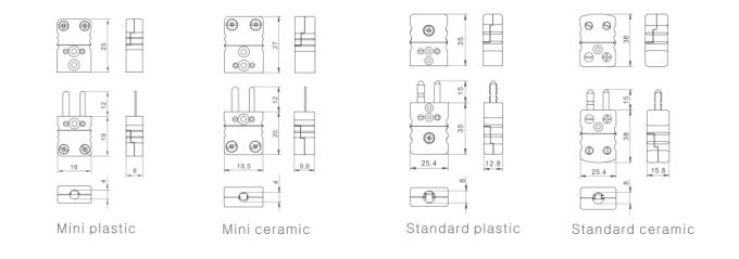 Tipo standard K dei connettori di termocoppia delle parti e delle componenti della termocoppia