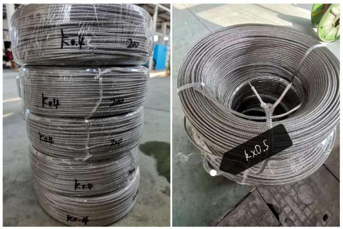 KX Tipo 2Core x 0,4 mm Termocoppia filo di acciaio inossidabile scudo fibra di treccia isolato