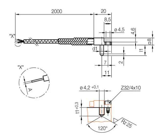 Tipo K/J Sensore di temperatura Tipo di vite Termocoppia 4x12mm E 4x25mm Con 3 metri